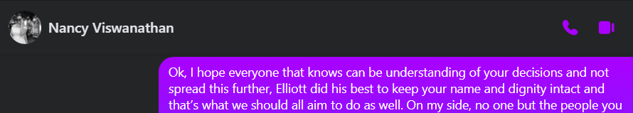 & Nancy Viswanathan Ok, hope everyone that knows can be understanding of your decisions and not spread this further, Elliott did his best to keep your name and dignity intact and detsuieivedir Walla tndacaccll Camvet's mocnabutiiiapeeplasam